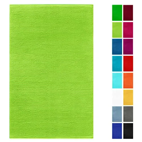 Lashuma Duschvorleger Frottee absorbierend, Linz Läufer Grün - Apfel 50x80 cm - Weicher Duschvorleger aus 100% Baumwolle (50x80 cm), schnelltrocknend und pflegeleicht. Genießen Sie Komfort und Stil mit der flauschigen Oberfläche und der hohen Saugfähigkeit, ideal für Ihr Badezimmer.