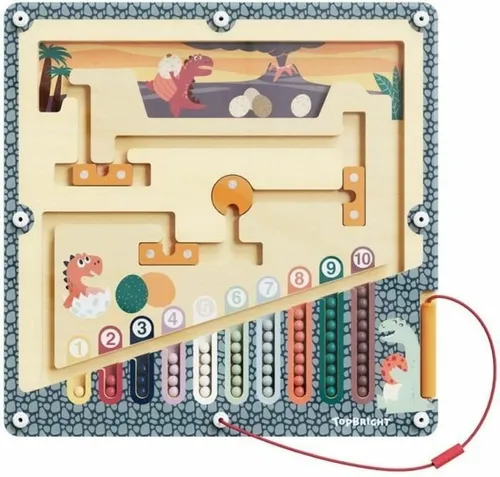 Topbright Motorikbrett Dino Eier Labyrinth - Motorikschleifen für Kinder ab 3 Jahren, fördert Feinmotorik und Zahlenverständnis durch spannendes Labyrinthspiel mit bunten Dino-Eiern.