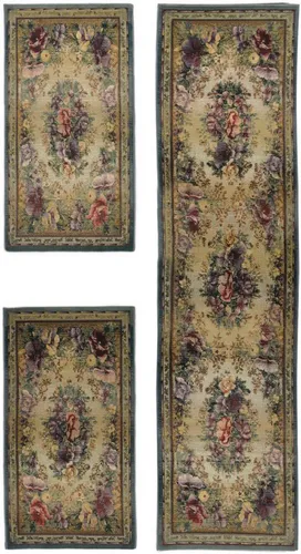 THEKO Bettumrandung Gabiro 72, 3-teiliges Vintage Design Set - Teppiche in Orient-Optik, strapazierfähig und pflegeleicht, ideal für ein stilvolles Schlafzimmer mit Vintage-Charme.