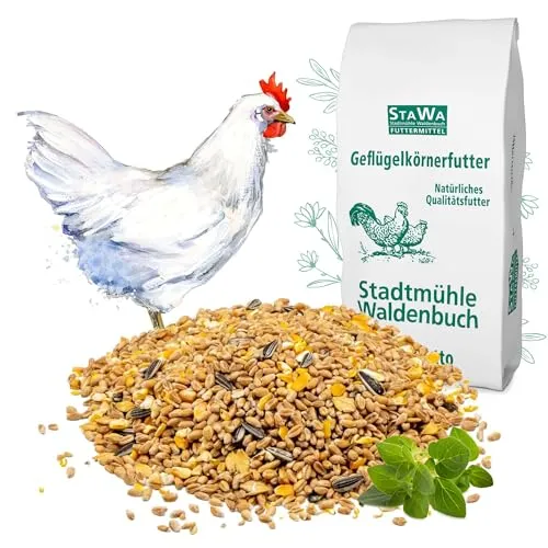 StaWa Hühnerfutter Geflügelkörnerfutter Körnerfutter, ohne Gentechnik, mit Oregano Öl, 10 kg