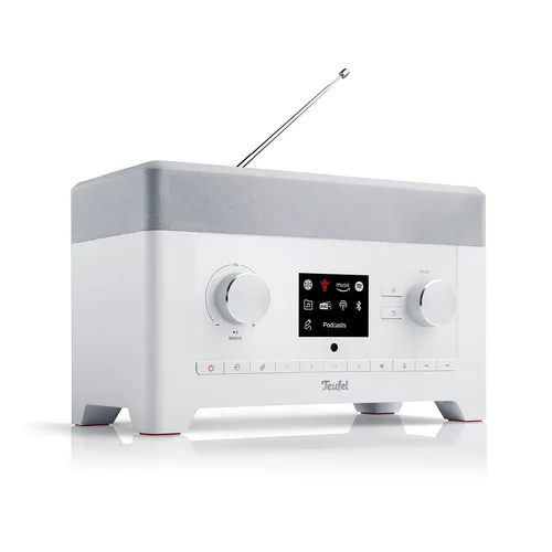 Teufel Radio 3SIXTY - Premium Digitalradio mit 360 Grad Sound - Premium Digitalradio mit über 1000 Radiosendern, DAB+, Internetradio und Bluetooth für kabellose Musikübertragung. Genießen Sie kraftvollen 360-Grad-Sound und eine integrierte Powerbank-Funktion.