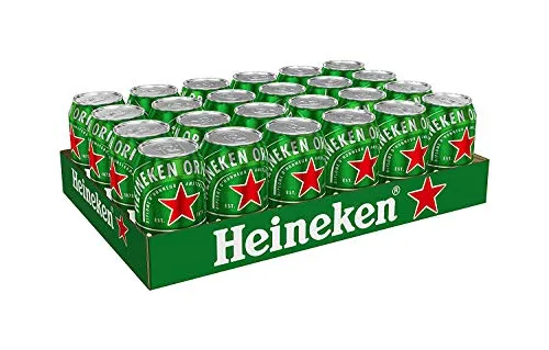 Heineken Pils Bier 24 x 0,33 l Dosen - Erfrischend mildes Pils mit 5% Alkohol - Pilsner Bier: 100% natürliche Zutaten für höchsten Genuss! Genieße das gold-gelbe Heineken mit fruchtigen Noten – ideal für jede Gelegenheit!