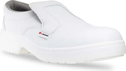 Lendeo Base S2 Weiß Flach - Größe 35 EU - Hochwertige Arbeitsschuhe mit rutschhemmender, wasserabweisender Oberfläche und Zehenkappe. Ideal für Pflege, Lebensmittelindustrie und mehr. Bequem und einfach anzuziehen.