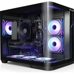 Kiebel Curve Gaming-PC: Hochleistungs-Gaming mit AMD Ryzen 9 und RTX 5060 - Computer mit beeindruckender ARGB-Beleuchtung und gebogener Glasscheibe für optimale Kühlung und herausragende Performance in 3D-Games.