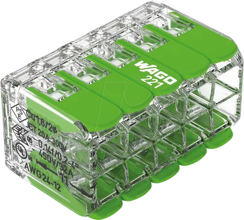 WAGO Verbindungsklemme 221-430 - Sonstige Elektroinstallationsartikel mit innovativer CAGE CLAMP®-Technologie für schnellen und sicheren Anschluss aller Leiterarten bis 4 mm², umweltfreundlich und transparent für sofortige Sichtkontrolle.