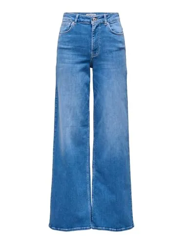 ONLY Female Jeans ONLMADISON mit weitem Bein und hoher Taille - Stylische Jeans mit weitem Beinschnitt für einen modernen Look. Hergestellt aus 72% Baumwolle und recycelten Materialien, ideal für nachhaltige Mode.
