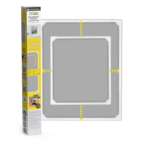 Mückennetz Teleskop Insektenschutzgitter Weiß - Fliegengitter für Fenster bis 140 x 120 cm, mühelose Montage ohne Werkzeug und flexibles Design für perfekten Insektenschutz.