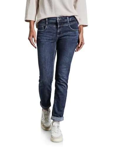 Street One Damen A378402 Jeans im Casual Fit - Jeans in Authentic Indigo Wash, 32W/30L, mit zwei aufgesetzten Gesäßtaschen und bequemen Gürtelschlaufen für optimalen Tragekomfort.