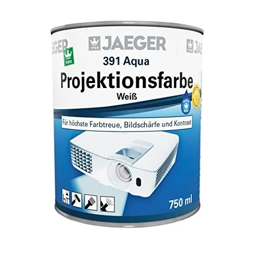 Jaeger Aqua Projektionsfarbe Leinwandfarbe - 750 ml, wasserverdünnbar, brillante Wiedergabe und hohe Farbtreue für perfekte Projektionen