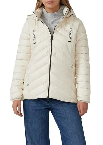 s.Oliver Steppjacke mit abnehmbarer Kapuze - Slim Fit beige 38 - Funktionsjacke mit 100% Polyester, ideal für kühle Tage und vielseitig kombinierbar durch abnehmbare Kapuze.