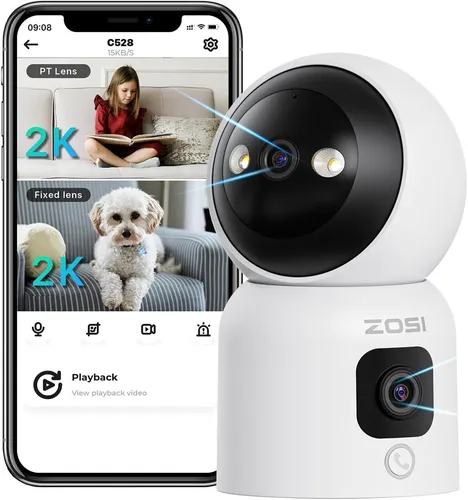 ZOSI 6MP WLAN Überwachungskamera Innen – Dual Linse 360° Auto Track - Überwachungskamera für Innenräume mit 360° Schwenkfunktion und automatischer Bewegungsverfolgung. Perfekt für Sicherheit und Überwachung in Ihrem Zuhause.