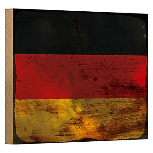 Holzschild Flagge Deutschland 18x12cm Flag Germany Rost