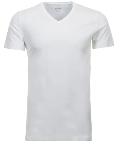 Ragman Herren 2 T-Shirt Doppelpack Bodyfit mit V-Ausschnitt, Weiß, L - T-Shirts für Herren, aus hochwertiger Single Jersey Baumwolle für hohen Tragekomfort und Formstabilität, ideal für den täglichen Gebrauch.