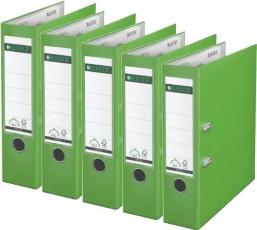 Leitz 1010 Qualitäts-Ordner im Sparpack (10er Pack, hellgrün) - Ordner mit einzigartiger 180°-Präzisionsmechanik für effizientes Arbeiten. Robuste PP-Folie schützt vor Schmutz, ideal für bis zu 600 Blatt. Praktisches Griffloch und Sichttasche für einfache Beschriftung.