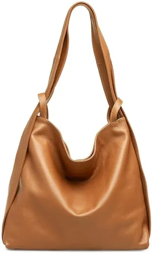 Caspar 2in1 Große Leder Rucksack Schultertasche XL - Elegante Damen Handtasche aus Italien - Damen-Schultertaschen: Hochwertige 2-in-1 Rucksack-Schultertasche aus italienischem Rindsleder, wandelbar und ideal für Büro, Schule oder Reisen - mit Platz für DIN A4-Ordner und Laptop.