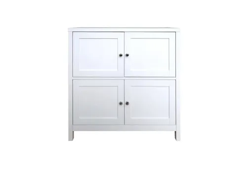 HTI-Living Kommode Hayet Weiß – Vielseitiges Sideboard mit 4 Fächern - Türkommode im nordischen Landhausstil, ideal für vielfältige Aufbewahrung und mit dekorativem Kreuz-Design für einen besonderen Blickfang.