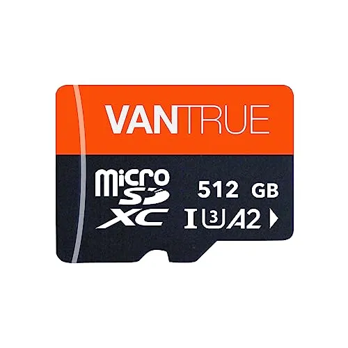VANTRUE 512GB microSD Speicherkarte, UHS-I U3 4K, inkl. Adapter, Kompatibel mit Dashcam, Smartphone, Tablet, Action Camera und Überwachung Kamera (512G)