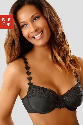Bügel-BH NUANCE, Damen, Gr. 80, Cup E, schwarz - Funktionsunterwäsche: Balconette-BH mit schöner Stickereispitze, ideal für eine sexy Silhouette und optimalen Halt, verstellbare Träger für perfekten Sitz.