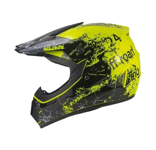 FunSport-Factory Motocrosshelm Racing Kinder | 53 cm - Robuster Kinder Motocrosshelm mit 4 Belüftungsöffnungen für optimalen Luftstrom. Ideal für Offroad- und Scooter-Einsätze, leicht und mit stufenlosem Schnellverschluss für besten Sitz.