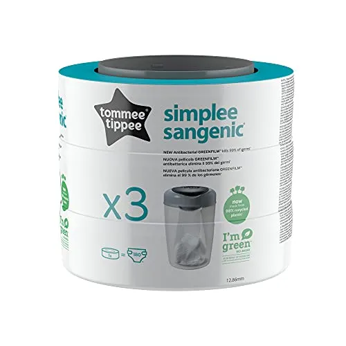 TOMMEE TIPPEE Nachfüllkassette für Simplee Sangenic Windeleimer - 3er Set - Praktische Nachfüllkassette für Ihren Simplee Sangenic Windeleimer. Sorgt für eine einfache und hygienische Entsorgung von Windeln, ideal für stressfreies Wickeln.