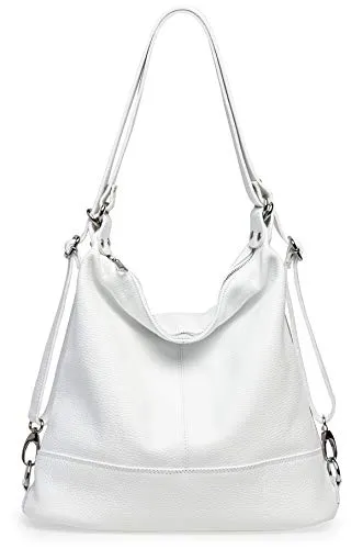 Caspar Schultertasche TL796 Damen Leder 2 in 1 Rucksack - Elegante 2 in 1 Schultertasche und Rucksack aus robustem italienischem Rindsleder, ideal für City, Reisen oder den Alltag. Handgefertigt in Italien, mit sicherem Hauptfach und praktischen Fächern.
