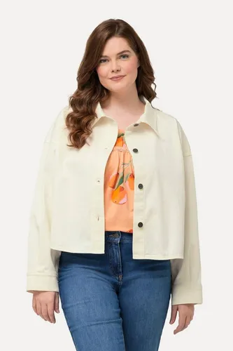 Ulla Popken Sommerjacke Jeans-Shirtjacke - Trachtenmode aus 98% Biobaumwolle für höchsten Tragekomfort, modisch im unifarbenen Design und ideal für warme Tage.