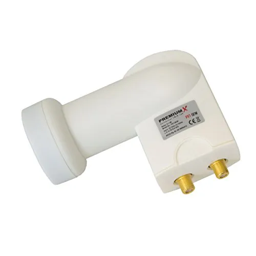Premium X Twin LNB - 2Fach - für 2 Teilnehmer - 4K Full HD - mit Wetterschutz und LTE Filter für Satellitenschüssel Digital TV Fernseher SAT Receiver - Weiß