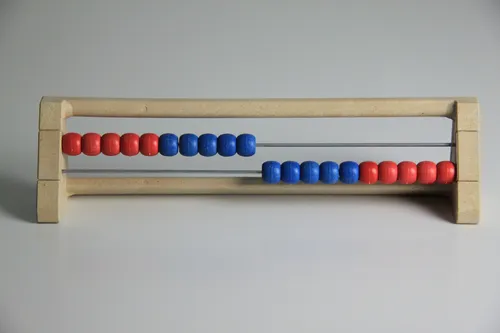 20`er Rechenrahmen rot-blau, Abakus, student`s abacus, System "Kühnel" ReWood®