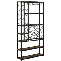 Costway Weinregal Metall für 27 Flaschen - Elegantes Weinregal aus Metall für 27 Flaschen und 16 Gläser. Mit 6 Ablageflächen und stabiler Konstruktion für sicheren Halt. Ideal zur stilvollen Aufbewahrung Ihrer Weinsammlung.