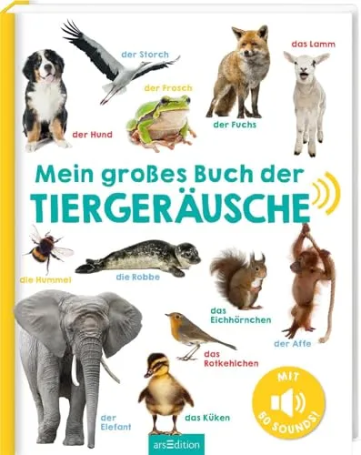 Mein großes Buch der Tiergeräusche: Mit 50 Sounds - Interaktives Soundbuch für Kinder ab 24 Monaten, fördert die Sprachentwicklung und macht das Lernen von Tiergeräuschen spannend.