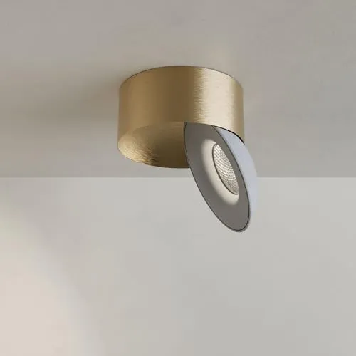 s.luce LED Deckenstrahler Santa Neo, Gold/Weiß, Rund, 10.8x5 cm - Eleganter LED Deckenstrahler Santa Neo mit dimmbarem, schwenkbarem Design und einfacher Montage. Ideal für stilvolle Innenräume, bietet er eine hervorragende Lichtqualität und flexible Anpassung an Ihre Bedürfnisse.