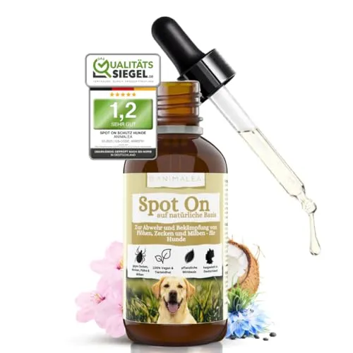 Animalea - Zeckenschutz für Hunde Spot On - effektiver Schutz gegen Zecken, Flöhe & Mücken für die gesamte Saison - Zeckenmittel für Hunde 50ml - Zeckenabwehr mit Neemöl & ohne Nervengift