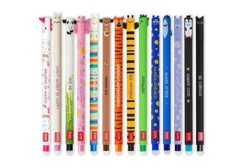 LEGAMI Set mit 14 radierbaren Gelstiften - Gelschreiber mit thermoempfindlicher Radiertinte, ideal zum fehlerfreien Schreiben und Kreativsein, schont die Umwelt und begeistert mit niedlichen Tiermotiven.