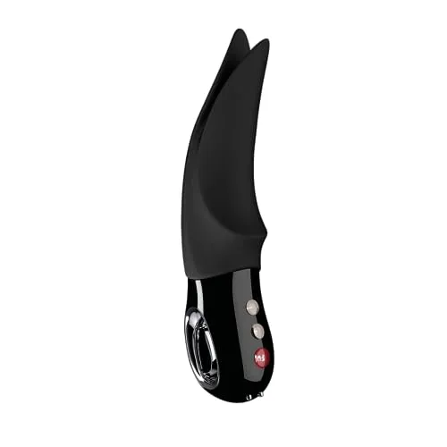 FUN FACTORY Externer Klitoris-Vibrator VOLTA (Schwarz) – Leiser & kraftvoller Auflegevibrator zur Stimulation von Klitoris, Nippel, Penis - 100% medizinisches Silikon mit LOOP Griff