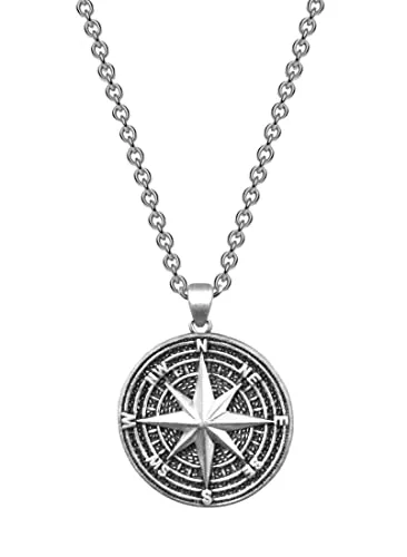 Edellis Kompass Halskette 925 Sterling Silber für Herren - Elegante Halskette aus 925 Sterling Silber mit einem stilvollen Kompass-Anhänger. Ideal als Geschenk für besondere Anlässe. Mit verlängerbarem Design für optimalen Tragekomfort.