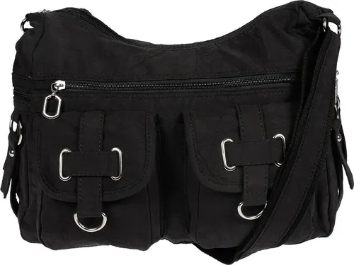 Christian Wippermann Damenhandtasche Schultertasche aus Canvas Schwarz - Damen-Schultertaschen aus hochwertigem Canvas, ideal für jeden Tag mit zahlreichen Fächern für optimale Organisation und einen verstellbaren Trageriemen von 75 cm bis 135 cm.
