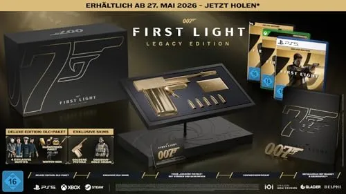 IOI PARTNERS Spielesoftware "007 First Light Legacy Collector's Edition" für PC - Action-Adventure-Spiel mit Deluxe-Inhalt, inklusive goldener Pistole und Echtheitszertifikat. Erlebe die Anfänge von James Bond in packenden Missionen!