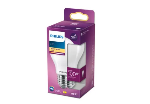 Philips LED Leuchtmittel Birne A60 10,5W - Energiesparende LED-Birne mit 1521lm warmweißem Licht (2700K) für gemütliche Atmosphäre, ideal für Wohnräume.
