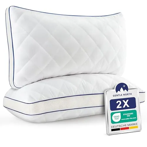 Gentle North Hochwertige Kopfkissen 40x80 cm - 2er Set für Allergiker - Kissen in Hotelqualität, hypoallergen und waschbar bei 60°C. Verstellbare Füllung für individuellen Schlafkomfort – ideal für Bauch-, Rücken- und Seitenschläfer.