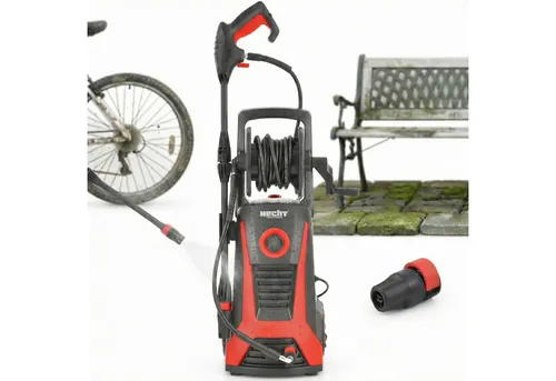 Hecht Hochdruckreiniger 2200W – Kraftvoller Reinigungspartner - Der HECHT 323 Hochdruckreiniger mit 2200W liefert bis zu 165 bar Druck und 480 l/h Fördermenge. Ideal für Außenreinigung von Fahrzeugen, Terrassen und Möbeln. Integrierter Reinigungsmitteltank für effiziente Reinigung.