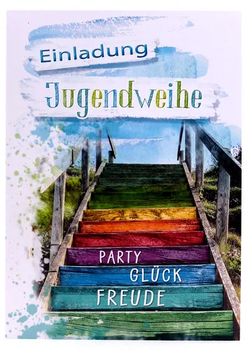 Kurt Eulzer Einladungskarten Jugendweihe Treppe des Lebens Einladung Jugendfeier