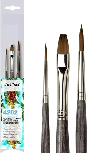 da Vinci Pinselset COLINEO Gouache-Malpinsel, 3er Set - Hochwertige Gouache-Malpinsel für kreative Projekte, ideal für Künstler und Hobbyisten, perfekt für präzise Farbaufträge.