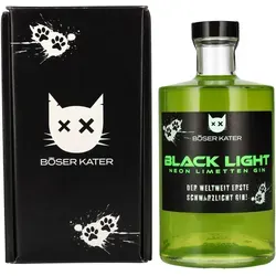 BÖSER KATER Blacklight Gin - Neon Gin mit Leucht-Effekt - Entdecke den ersten Schwarzlicht Gin mit fruchtigem Limettengeschmack! Perfekt als Geschenk – handgefertigt ohne künstliche Zusätze und unterstützt den Katzenschutz.