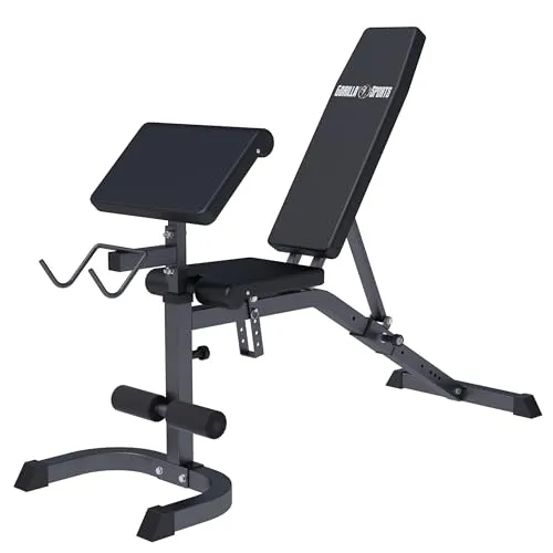 GORILLA SPORTS Hantelbank mit verstellbarer Rückenlehne, 250kg - Hantelbänke für effektives Krafttraining – nutze die 7-fach verstellbare Rückenlehne und das Curlpult für gezieltes Bizeps-Training. Ideal für Home Gyms und maximale Belastbarkeit bis 250 kg.