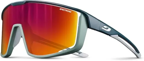 Julbo Unisex Fury Sunglasses - Dunkelblau/Grün - Sportbrillen mit optimalem Sonnenschutz und großflächigen Gläsern für maximale Sicht. Ideal für extreme Bedingungen dank Full Venting und Air Link Temple System für zusätzlichen Komfort.