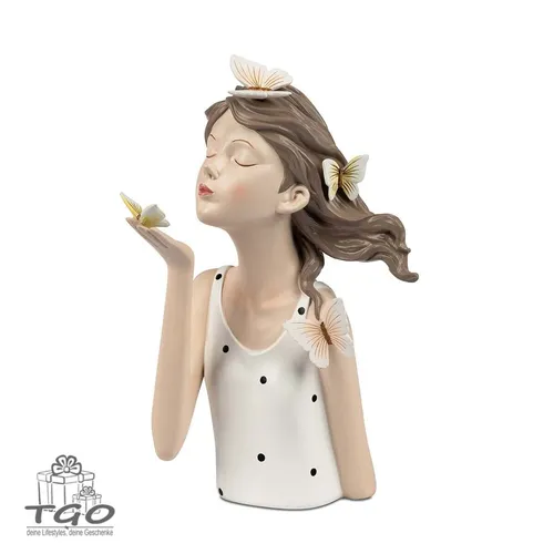 Formano Deko Büste Dame mit Schmetterling - Figuren, Skulpturen & Statuen - Elegante 30cm Büste aus Kunststein, ideal für moderne Wohnräume und verleiht jedem Zimmer einen besonderen Akzent.