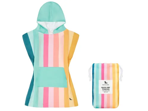 Dock & Bay Kinder-Badeponcho Coastal Candy 66x49cm - Strandtücher mit fröhlichem Design, aus schnelltrocknendem Polyester, ideal für Strand und Pool, bietet Bewegungsfreiheit und Wärme für Kinder.