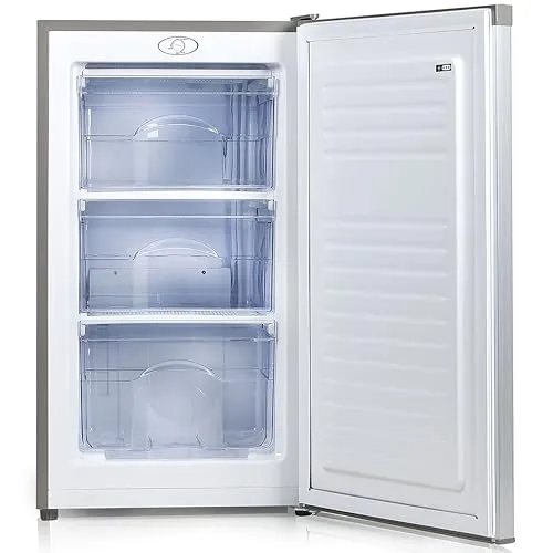 PRIMO PR149DV Tischgefrierschrank - 64L freistehend, stromsparend - Tiefkühler mit 64 Litern und 3 Gefrierschubladen, ideal für zusätzlichen Gefrierraum. Besonders geräuscharm (40 dB) und platzsparend, perfekt für Wohnungen und Studios.