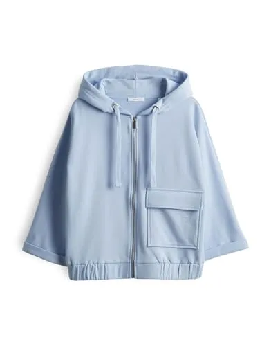 OPUS Sweatjacke GUSA Batwing Fit - Oxford Blue - Casual Jacke aus softer Baumwolle mit lockerer Batwing Passform, ideal für entspannte Tage. Praktische Pattentaschen und Kapuze mit Tunnelzug sorgen für zusätzlichen Komfort.