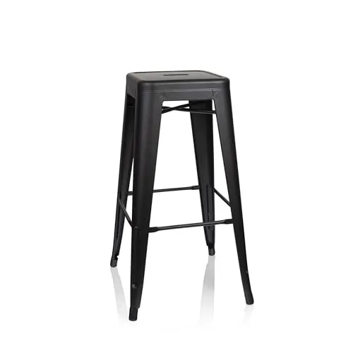 hjh OFFICE 645016 Barhocker VANTAGGIO HIGH - Stapelbarer Barhocker im modernen Industry-Design, ideal für Gastronomie und Zuhause. Robustes, leicht zu reinigendes Metallgestell und Bodengleiter für stabilen Stand.